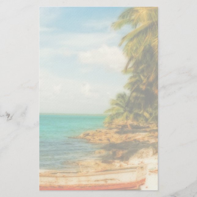 Papeterie Dreamy Tropical Beach avec Rowboat (Devant)