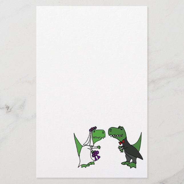 Papeterie Drôle T-rex Dinosaur Mariée et Mariage de chambre  (Devant)