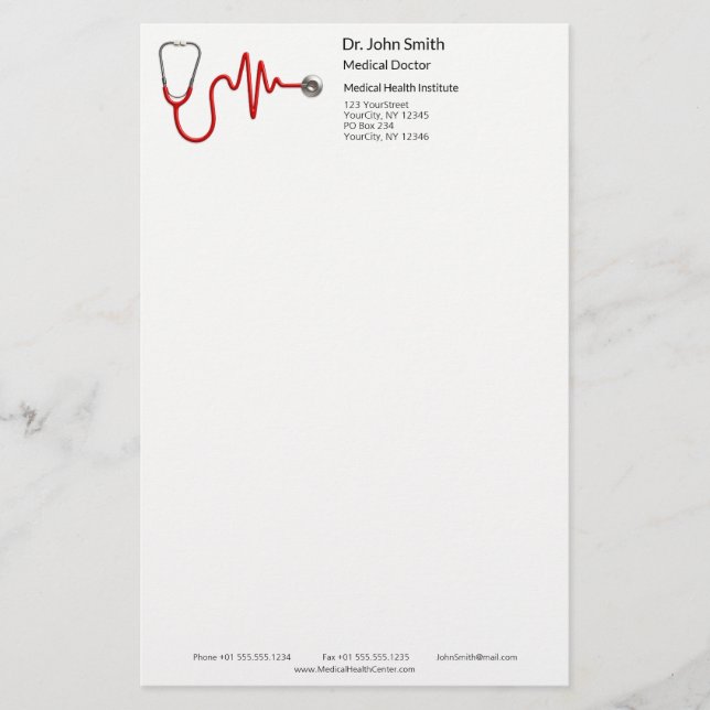 Papeterie ECG Wave EKG Stethoscope Heartbeat Line Médicale (Devant)