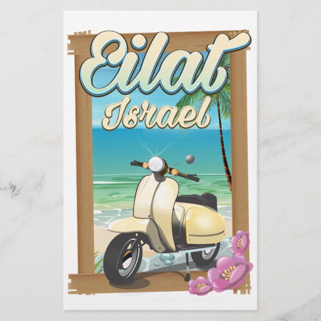 Papeterie Eilat Beach Israel scooter affiche de voyage (Devant)
