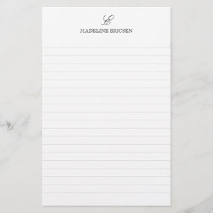 Papeterie Élégance simple Noir Blanc Monogramme Linne
