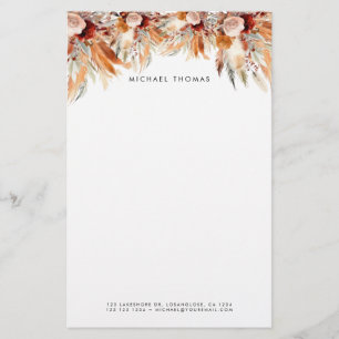 Papeterie Elégant aquarelle Boho Floral Personnalisé