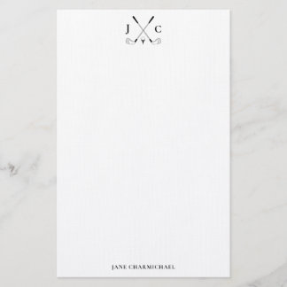 Papeterie Elegant Black Golf Monogram Stationery