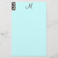 Élégant chocolat Monogramme Brown Papier à lettres