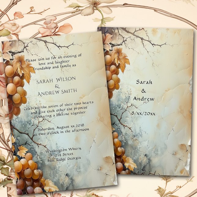 Papeterie Elégant Faire-part de mariage Vignoble aquarelle (Créateur téléchargé)