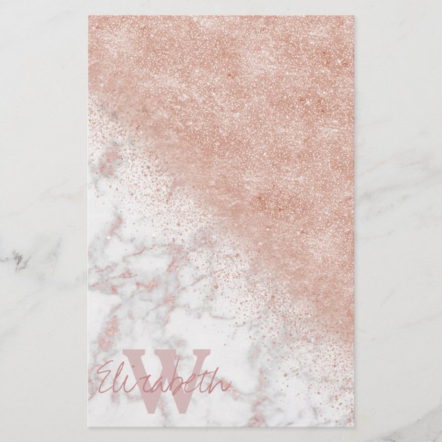 Papeterie Élégant faux rose en or confetti image en marbre b (Devant)