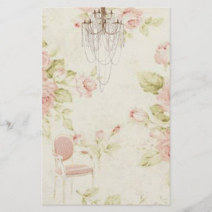 Papeterie Élégant lustre Vintage à fleurs rose française