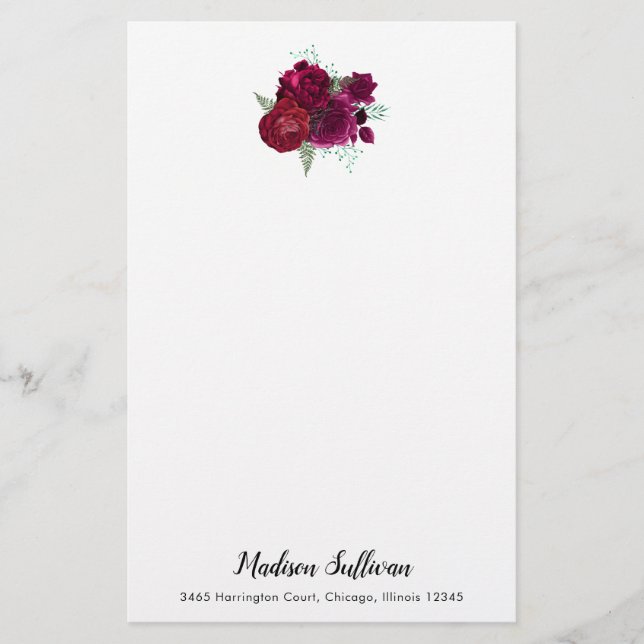 Papeterie Elegant Magenta Rose Floral Bouquet (Devant)