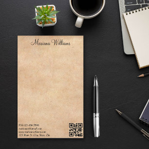 Papeterie élégant minimaliste code qr entreprise kraft brun