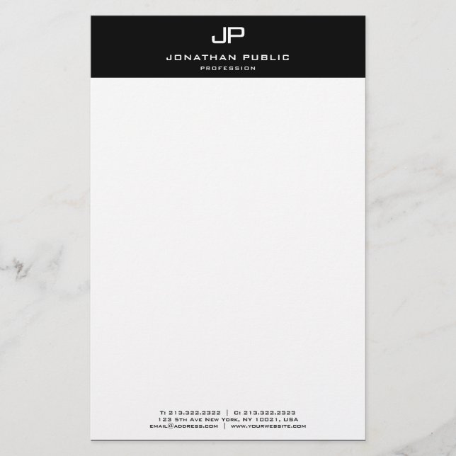 Papeterie Élégant moderne Monogramme noir blanc Modèle (Devant)