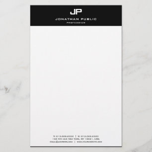 Papeterie Élégant Monogramme noir et blanc Modèle moderne