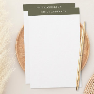 Papeterie Élégant monogramme vert olive minimaliste
