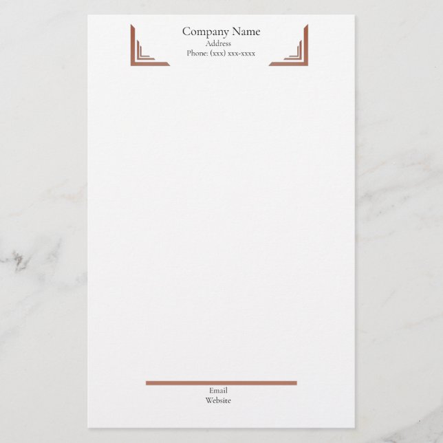 Papeterie Elegant Terracotta Corner— with Footer Stationery (Devant)