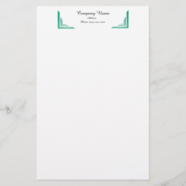 Papeterie Elégant Turquoise Corner Bordure Professionnel Pap (Devant)