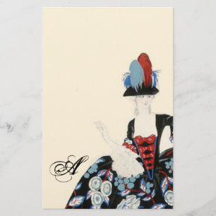 PAPETERIE ÉLÉGANTE ROBE FLORALE DE DAME / MONOGRAMME DE MODE