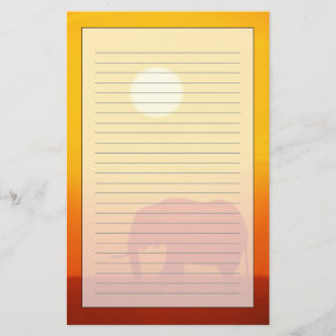 Papeterie Éléphant africain marchant au coucher du soleil,