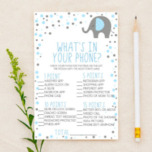 Papeterie Éléphant Bleu Dans Votre Téléphone Jeu de Baby Sho