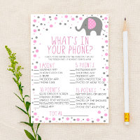 Eléphant rose Gris Dans Votre Baby shower Téléphon