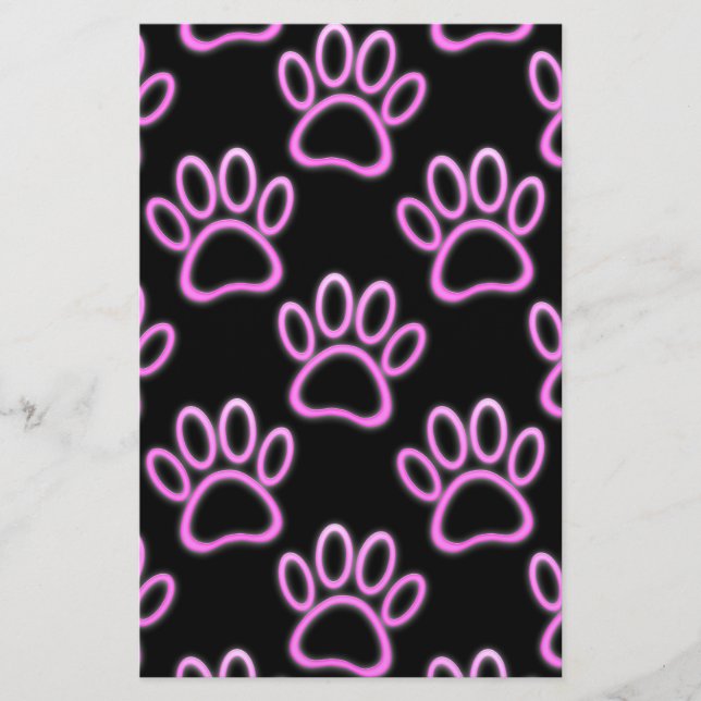 Papeterie Empreinte de patte de chien de Néon rose (Devant)