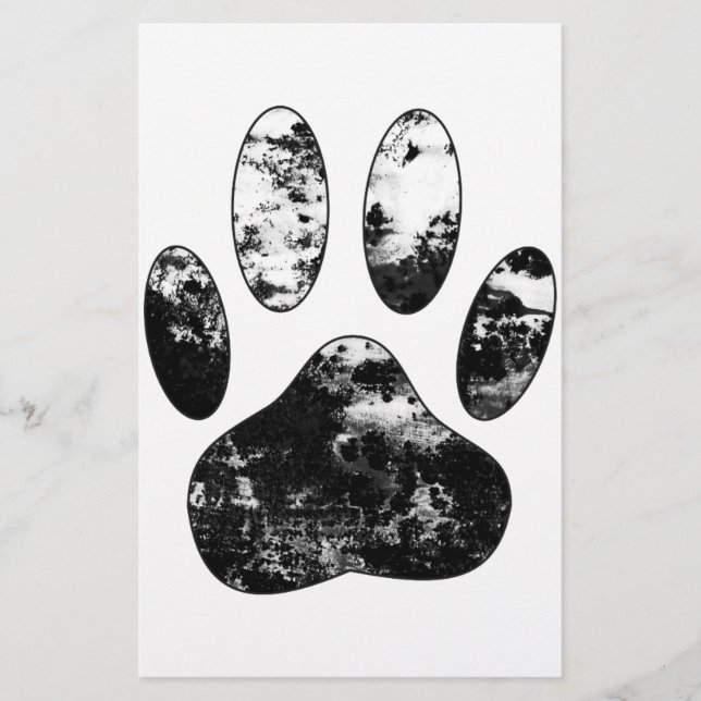 Papeterie Empreinte de patte de chien gris noir et blanc (Devant)