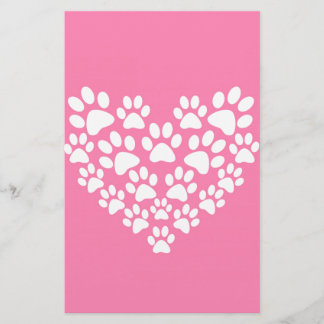 Papeterie Empreinte de patte rose de coeur mignon
