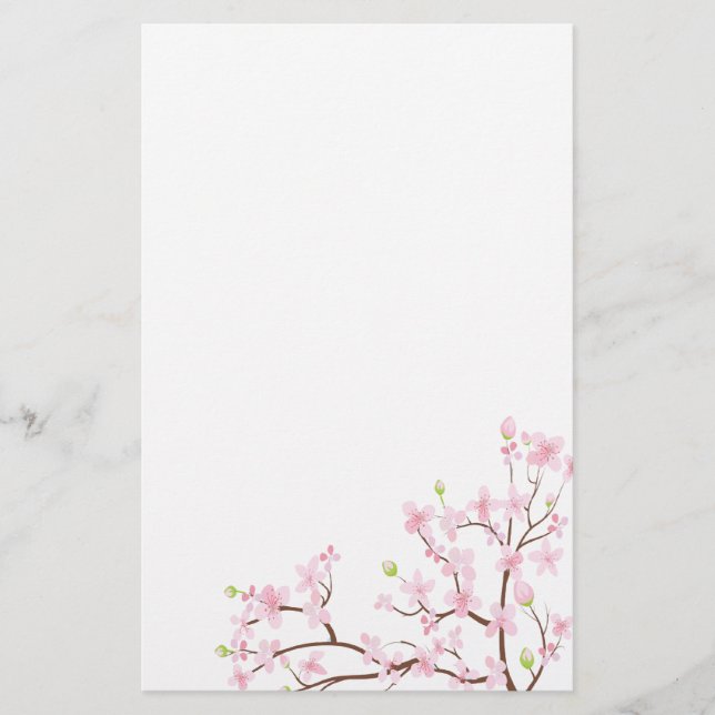Papeterie en fleurs de cerisier rose (Devant)