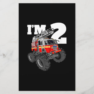 Papeterie Enfants Monster Fire Truck 2e anniversaire garçon