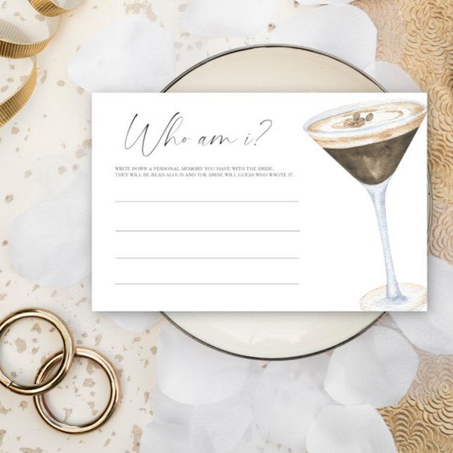 Papeterie Espresso Martini douche nuptiale Qui suis-je jeu (Créateur téléchargé)