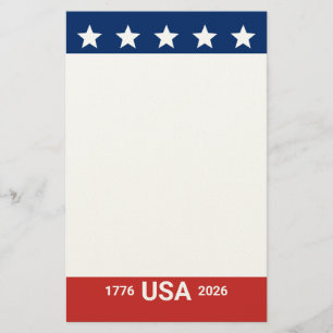 Papeterie États-Unis 1776 2026 250e anniversaire Rouge Blanc