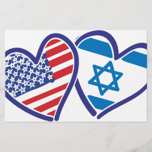Papeterie États-Unis Israël Coeur Drapeau