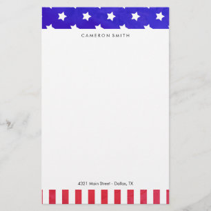 Papeterie Étoiles et rayures - nom fait sur commande