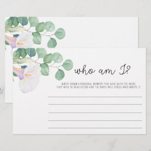 Papeterie Eucalyptus et calla - Qui suis-je jeu de baby-show