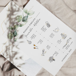 Papeterie Eucalyptus Moderne Icon Mariage Itinéraire Program
