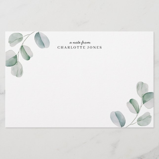 Papeterie Eucalyptus Personalized Note Card (Devant)