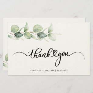 Papeterie Eucalyptus Verdure Script Mariage Merci