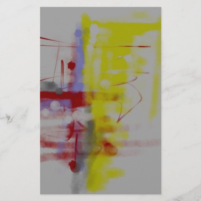 Papeterie Expressionniste Abstrait gris rouge jaune (Devant)