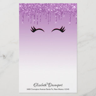 Papeterie Eyelashes rose et noir élégant sur Parties scintil