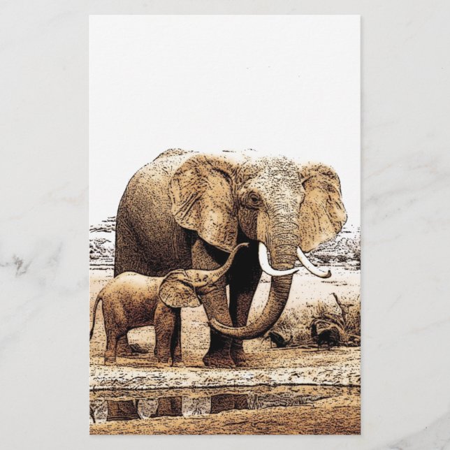 Papeterie Famille d'éléphants (Devant)