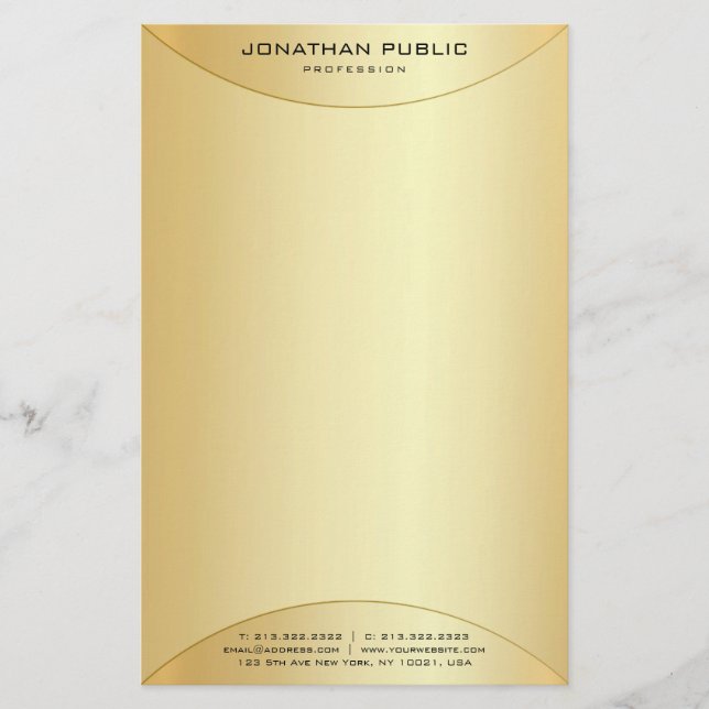 Papeterie Faux Gold Elegant Moderne Modèle personnalisé (Devant)