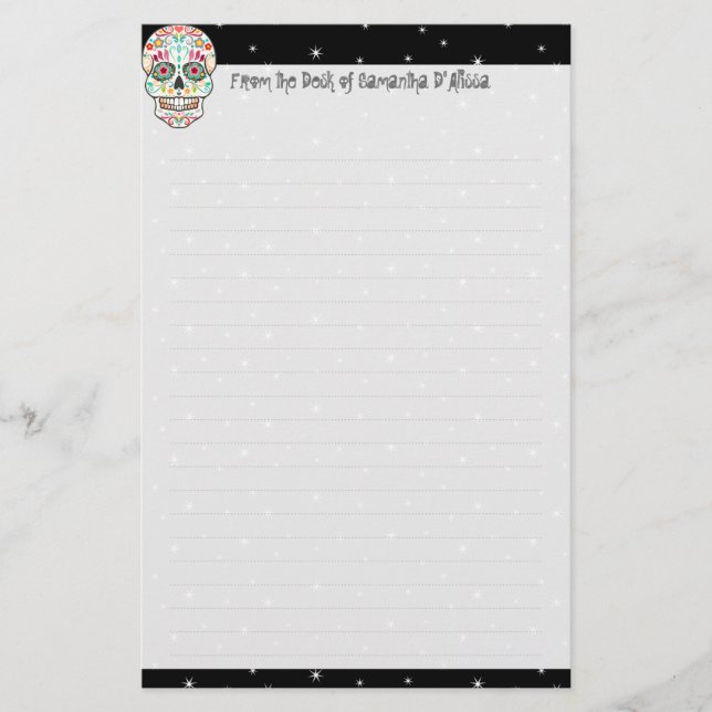 Papeterie Feliz Muertos - Papier à crâne à sucre personnalis (Devant)