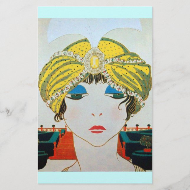Papeterie FEMME AVEC TURBAN JAUNE ORIENTAL / Mode Beauté (Devant)