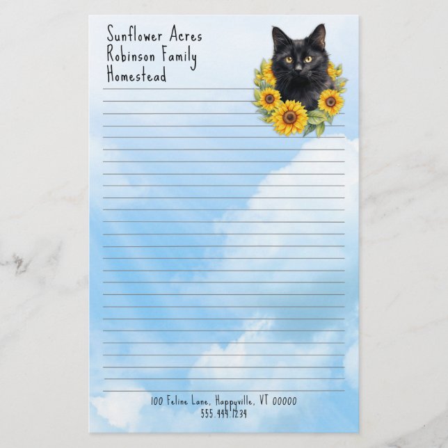 Papeterie Ferme Chat Sunflowers Business Linked (Devant)
