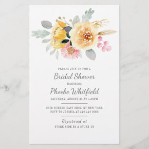 Papeterie Fête des mariées Aquarelle Floral Script moderne