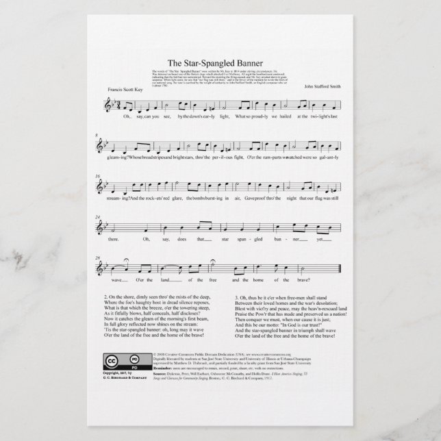 Papeterie Feuille de musique de la bannière nationale de l'h (Devant)