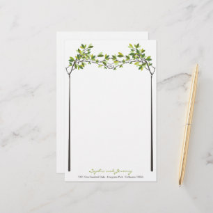 Papeterie Feuille vert noué amoureux arbres Mariage d'été