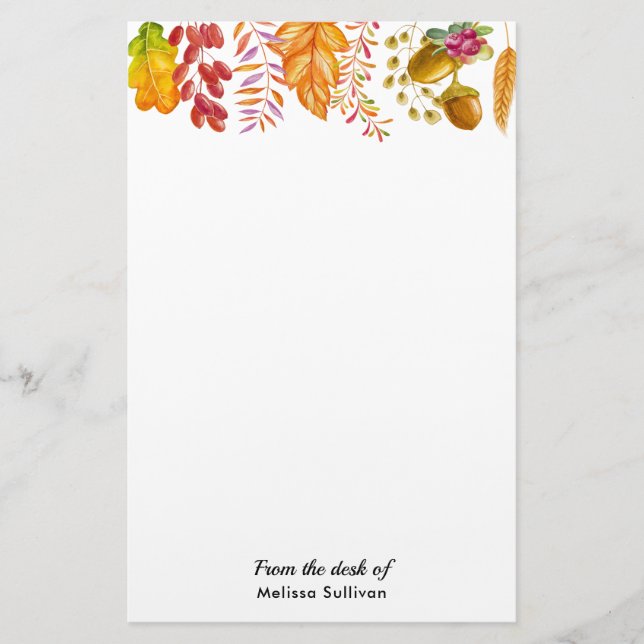 Papeterie Feuilles d'automne et frontière de feuillage (Devant)