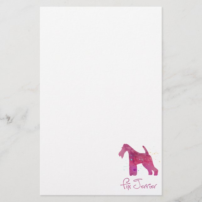 Papeterie Fil Fox Terrier Silhouette Aquarelle Design (Devant)