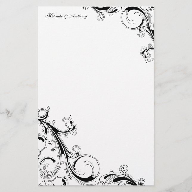 Papeterie Filigree Swirl Black 5.5 x 8.5 Papier (Devant)