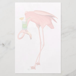 Papeterie Flamant rose avec cocktail