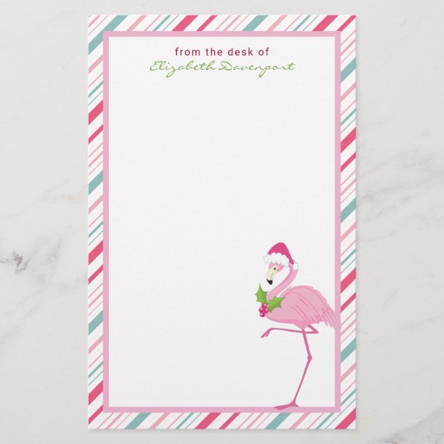 Papeterie Flamant rose rose Sucres de canne Santa Hat et Hol (Devant)